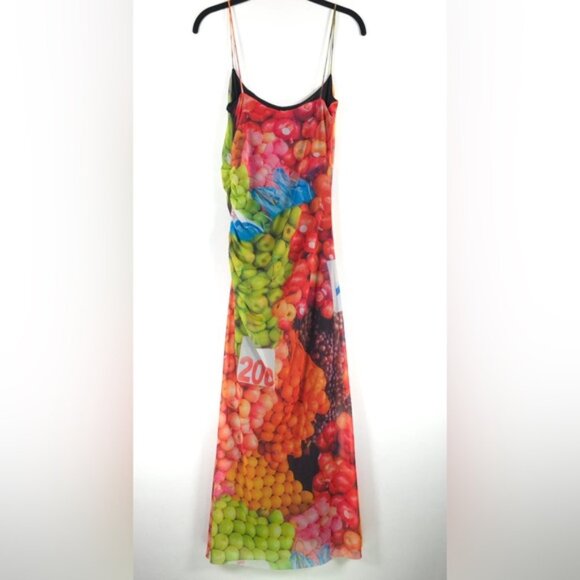 NWT ZARA Ruched Mesh‎ Fruit Stand Strappy Maxi Dress 5039/201 MEDIUM - Picture 5 of 16